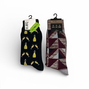 Macy's Bar III Black and Yellow Graphic Socks & Alfani Pair of Dress Socks NWT